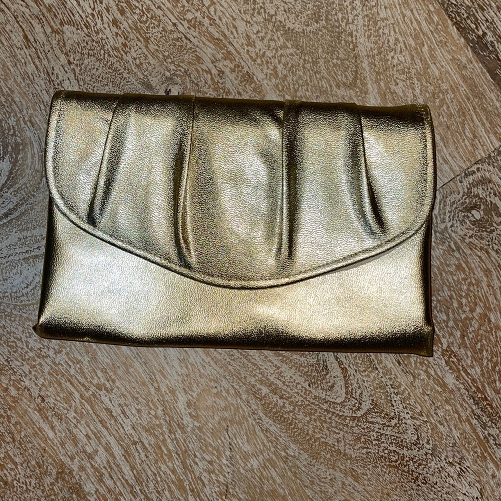 Vintage gold Lame clutch 70s 80s